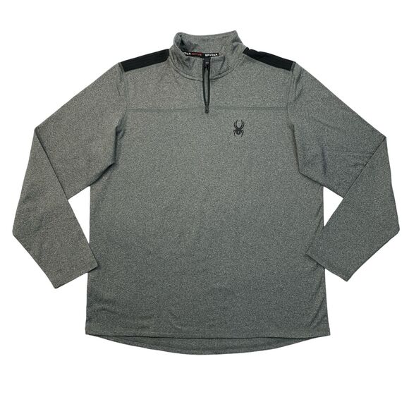 Spyder Active Sweatshirt Mens M Medium Graphite Quarter Zip Fleece Drop Cut Hem - Picture 1 of 9